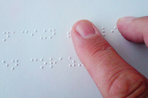A page printed in braille