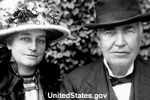 Thomas Edison with his wife, Mina Miller