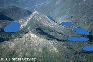Several basins around a mountain