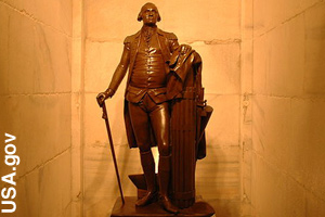 Statue of George Washington found in the entrance to the monument