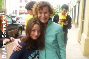 Judy with a happy fan