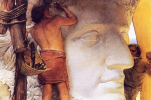 A sculptor working on a very large statue