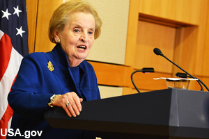 Madeleine Albright continues to give speeches and lectures.