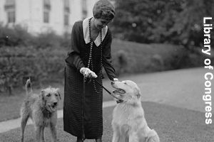 Grace Coolidge with her dogs
