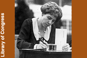 Grace Coolidge writing letters in the White House