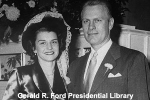 Wedding picutre of Betty and Gerry Ford