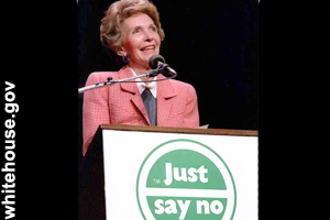 Nancy Reagan speaking about <br>the Just Say No program