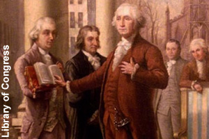 Washington swearing in as president