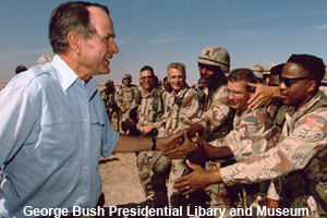 President Bush meeting troops <br>before Desert Storm