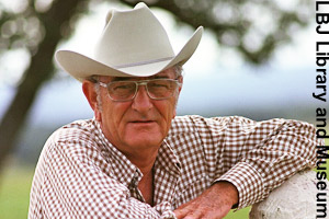 Former President Lyndon Johnson <br>on his ranch in Texas, 1972