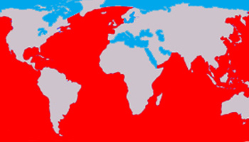 Range (in red) of a blue whale