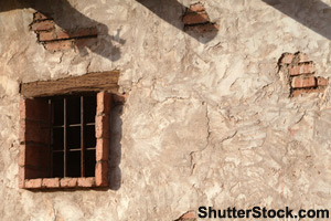 Adobe brick covered with stucco