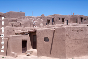 An adobe pueblo village