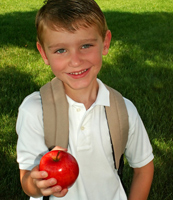 A healthy apple ready to enjoy