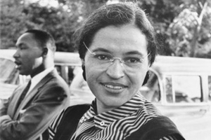 Rosa Parks next to Martin Luther King, Jr., 1955