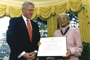 Receiving the Medal of Freedom <br>from President Clinton