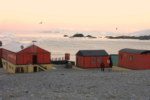 Shacks on Esperanza Station, an Argentinian research center on Antarctica.