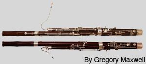 Front and back view of a bassoon