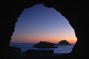 Looking out from a cave