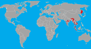 Range (in red) of the tiger