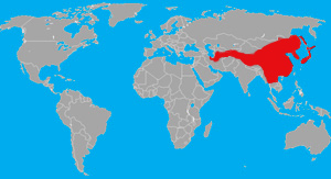Range (in red) of the Asiatic black bear