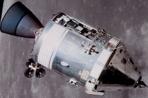 Apollo spacecraft orbiting the moon