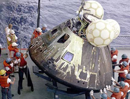 Apollo 13 command module back on earth