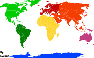 World map showing Antarctica