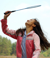 Playing badminton