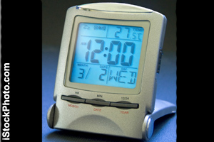 A travel alarm clock